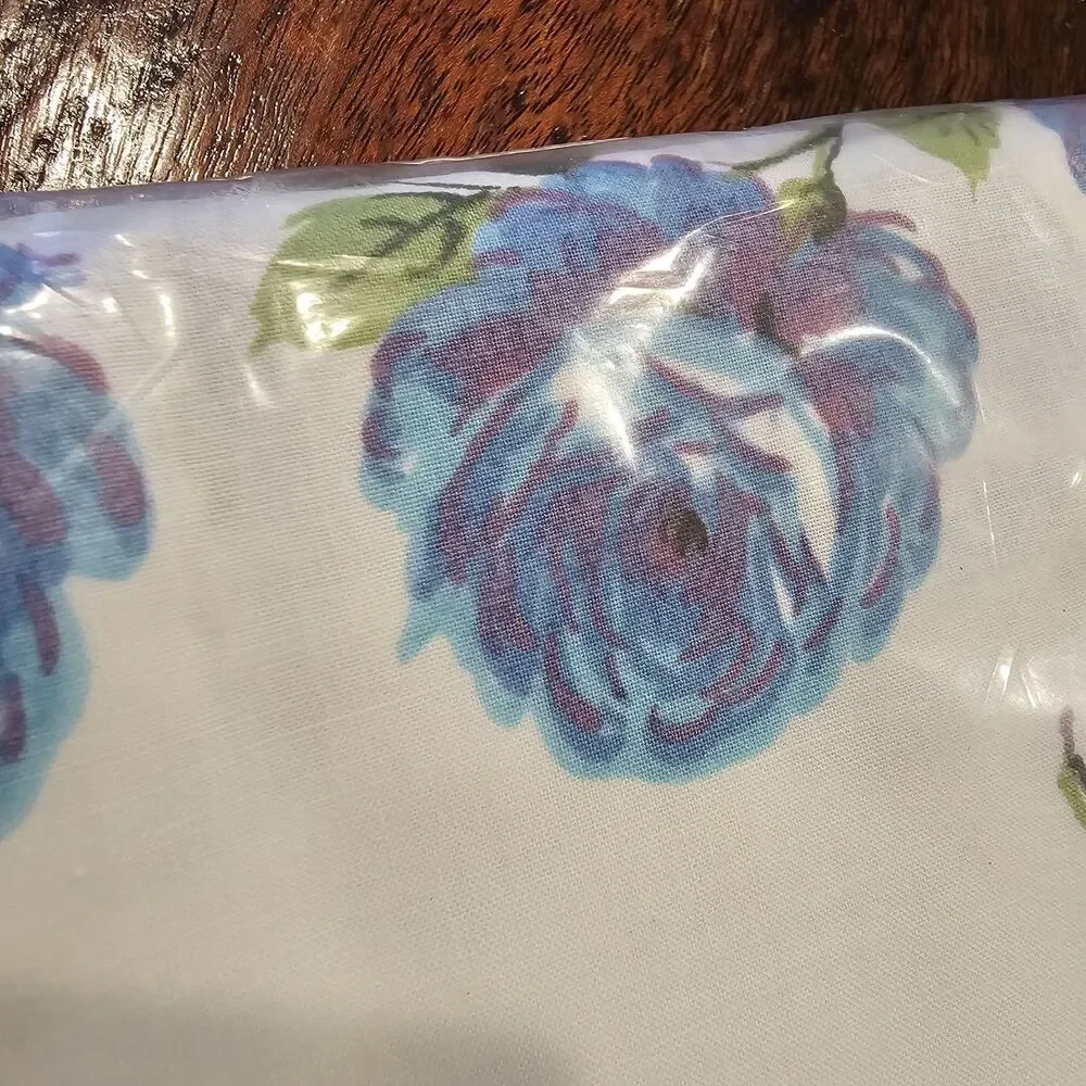 MARTEX Luxor blue rose vintage twin flat fitted sheet set floral percale NOS